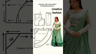 crop top and 2 layers skirt design cutting drafting #fashion #designcutting #ytshorts #dress