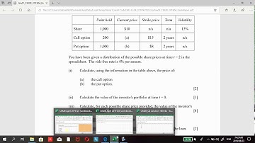 Excel Problem-option theory(CM2 EXAM REVEISION)