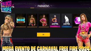 TUDO DO NOVO MEGA EVENTO DE CARNAVAL FREE FIRE 2024! (CARNACAOS) CUBO, SKINS DE GRAÇA E MUITO MAIS!!