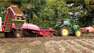 Harvesting Potatoes with TWO Harvesters.  Fendt, John Deere and New Holland Action.