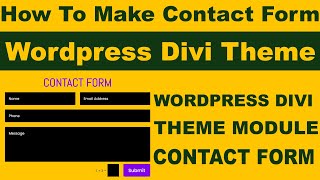 How To Make Contact Form in Wordpress divi theme