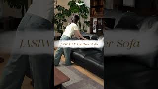 Black Top-Grain Leather Sofa Review Premium Cowhide Soft Cushions #LeatherSofa