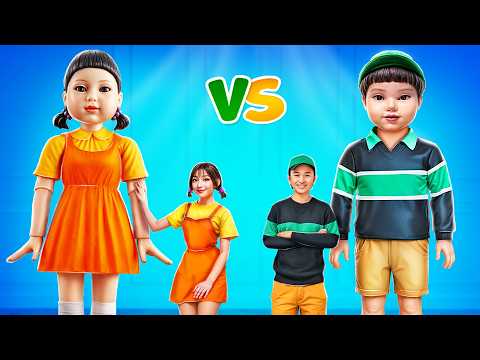 ہم نے حقیقی زندگی میں ایک بڑی اسکویڈ گیم بوائے VS اسکویڈ گیم ڈول بنائی !