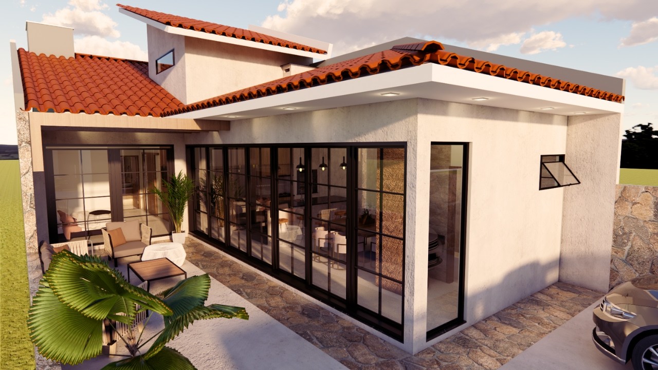 CASA PEQUENA E MODERNA | CASA EM L - 3 Quartos | Planta Baixa - ECONÔMICA!