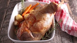 Запеченная баранья нога с овощами Запеченная баранья нога с овощами