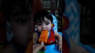 Cute Baby Try Popsicle First Time