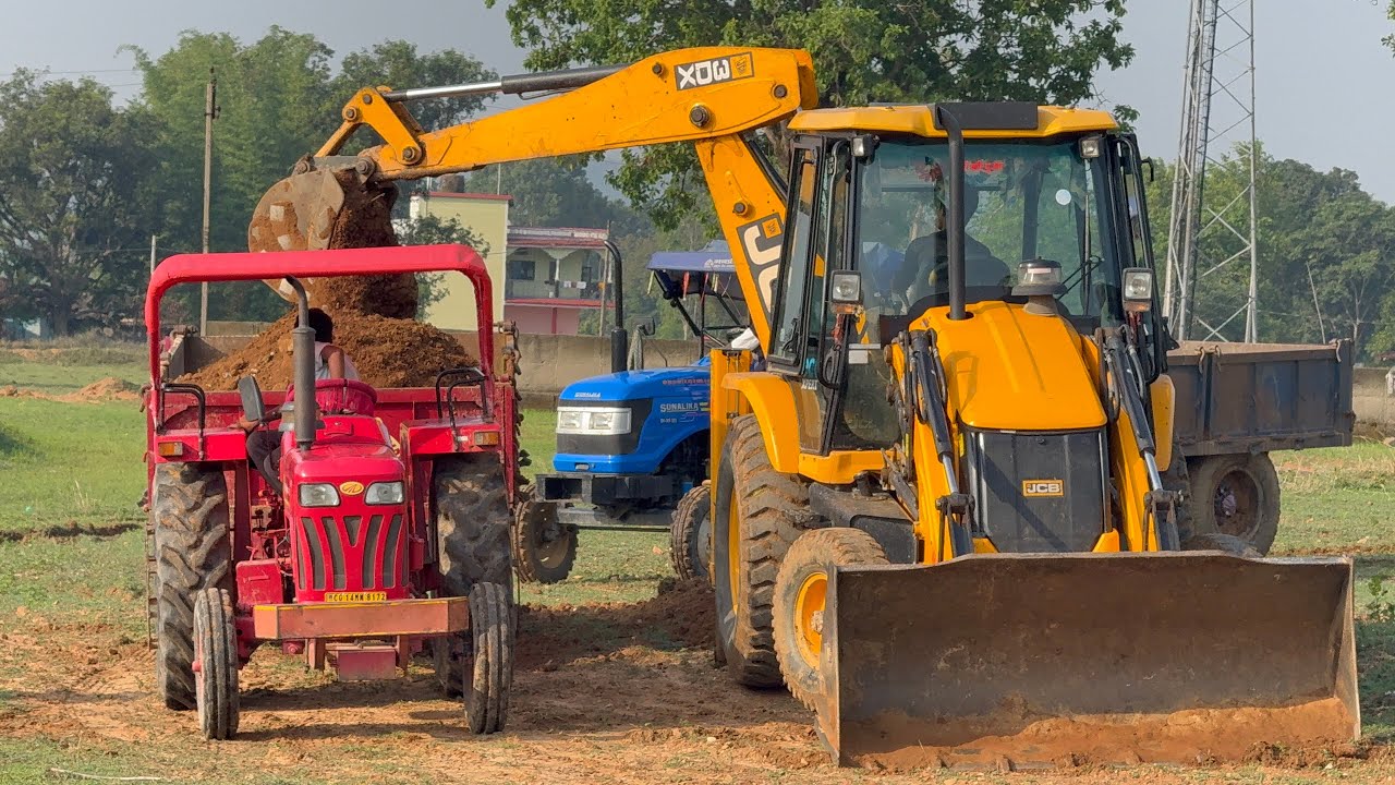 Mahindra Tractor Sonalika Tractor JCB 3DX buldozer Loading Mud ll JCB Backhoes Sonalika Tractor