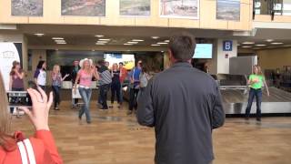 Medora Musical Flash Mob At Bismarck Airport