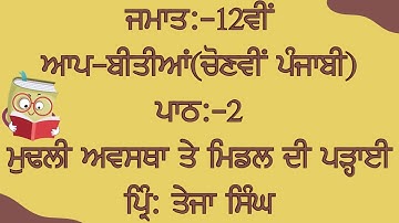 PSEB ELECTIVE PUNJABI || CLASS 12TH || LESSON 2 || QUESTION\ANSWERS