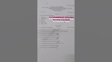 E-COMMERCE 5TH SEM | OU | B.COM [COM.APP] 2023 | #education #ou #youtubeshorts #bcom