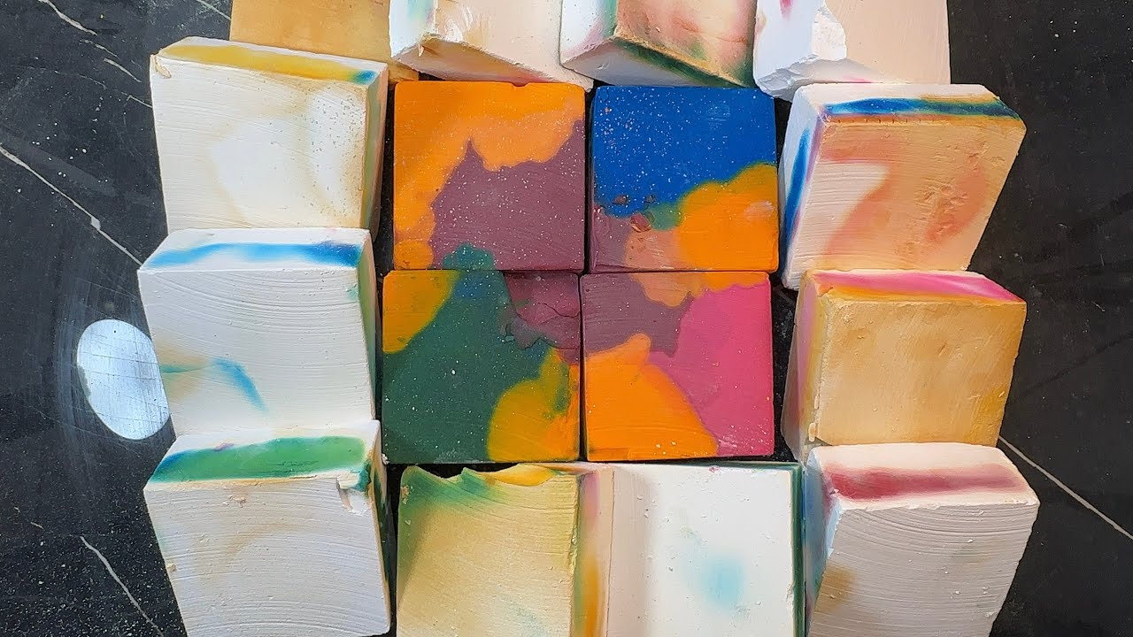 Dyed Blocks and Chalk With Bleach ❤️💜💚