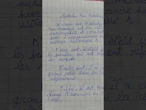 وضعية إدماجية عن مصطفى بن بولعيد بالفرنسية السنة الرابعة متوسط 