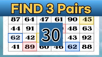 Find 3 Pairs (L30), find 3 numbers that come out twice, to increase cognitive ability. dementia test