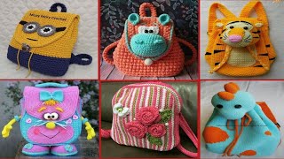 Handmade crochet shoulder bag design for kids//crochet backpack for baby