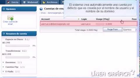 Crear una cuenta email, en el panel de control de hosting, DirectAdmin