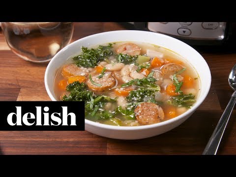 Slow-Cooker Sausage & White Bean Soup | Delish