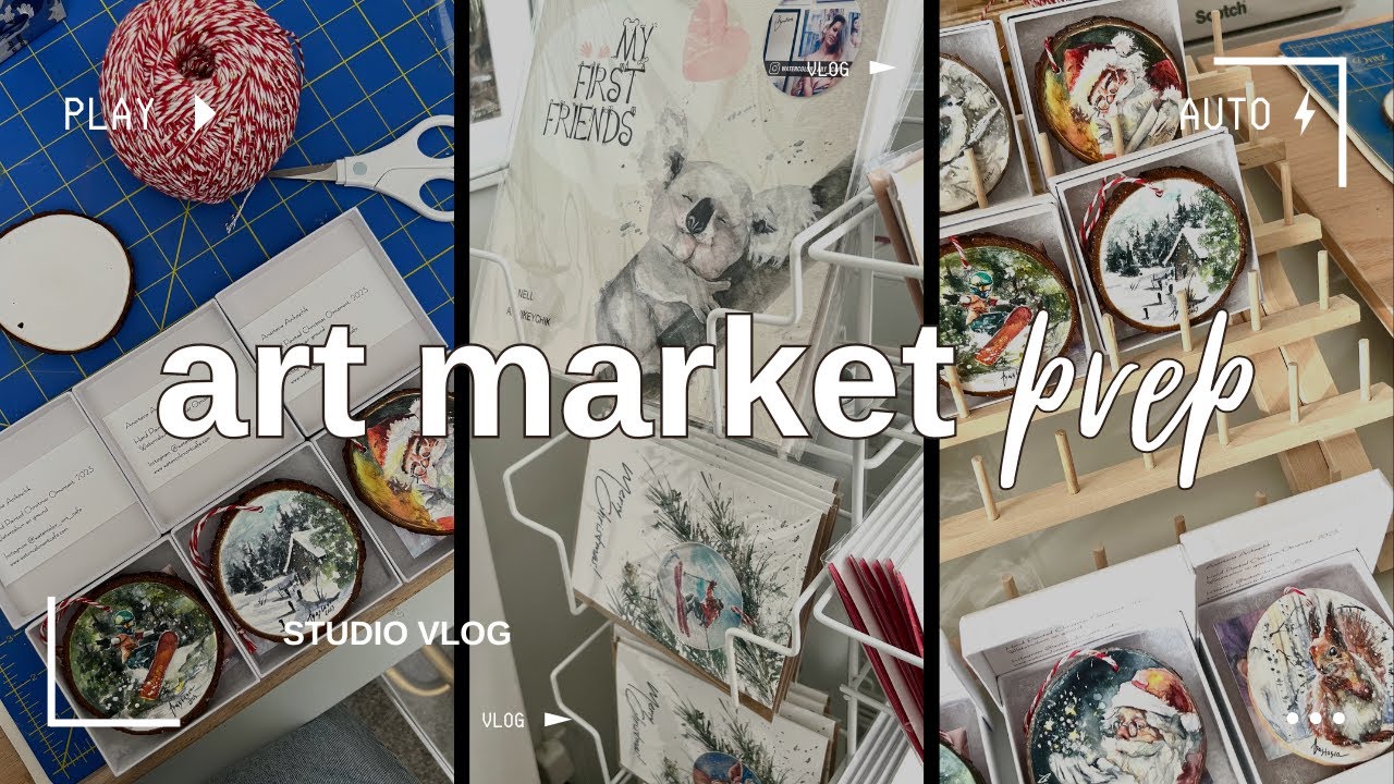Christmas Art Market Prep | Studio Vlog | Cards, Ornaments, Bookmarks and more