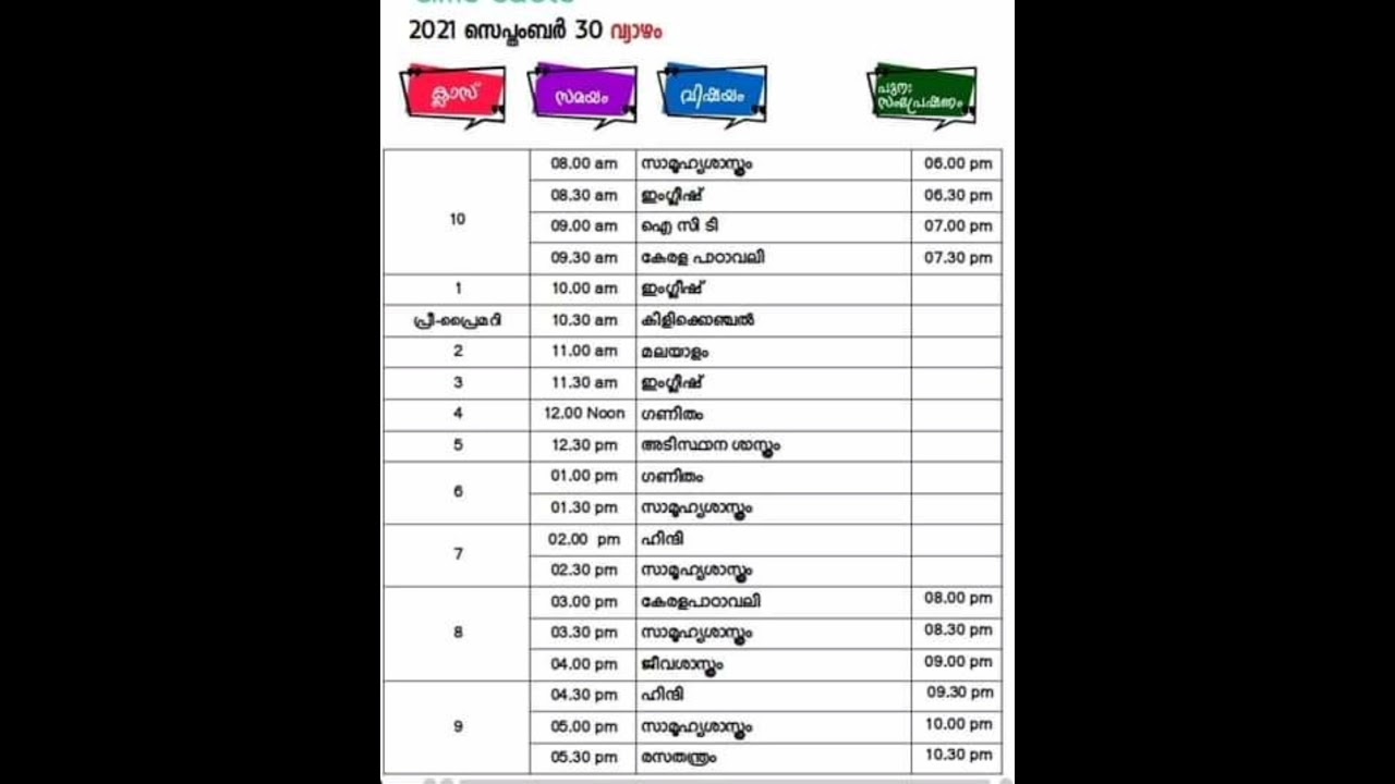 30|9|2021 victers channel class time table