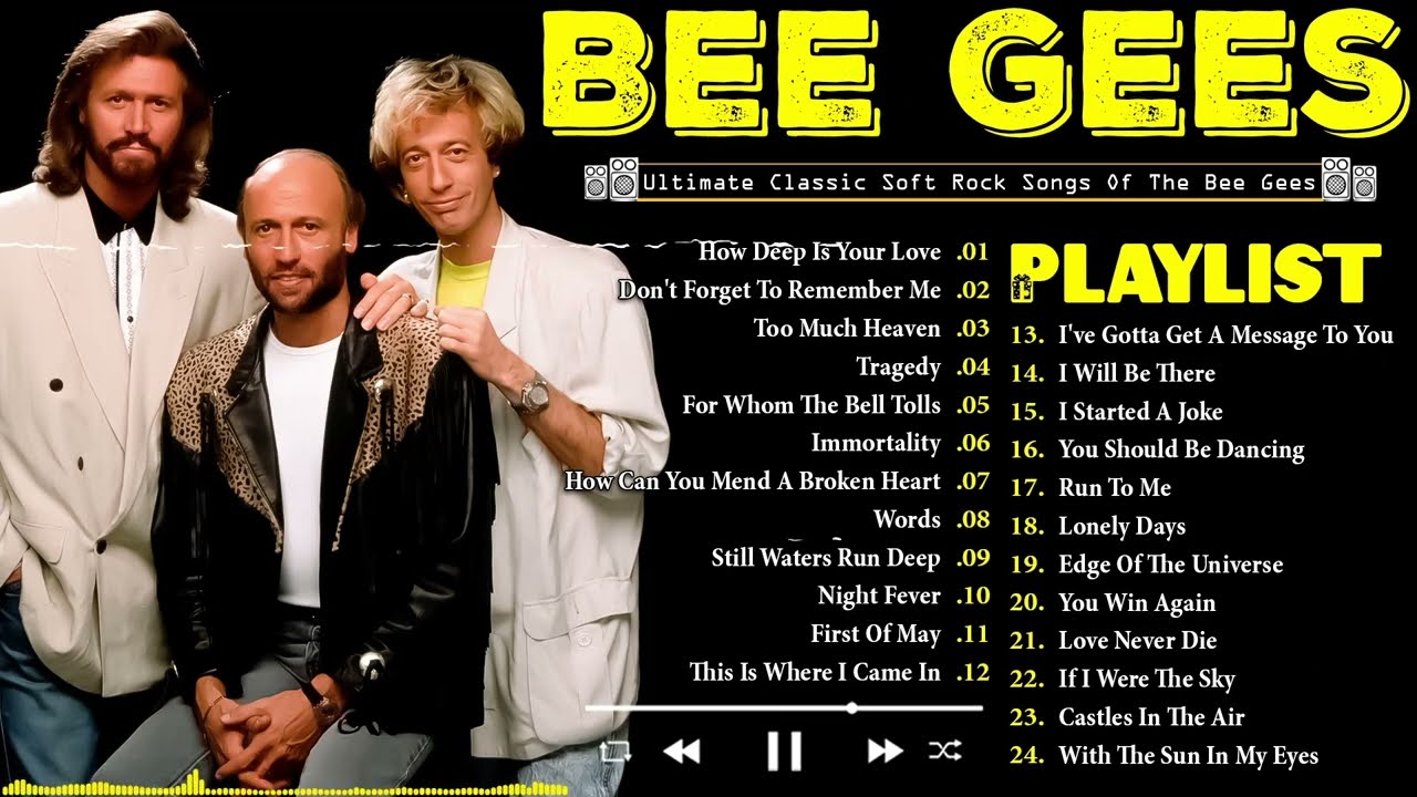 Bee Gees - Bee Gees Greatest Hits Playlist - Most Famous Soft Rock Songs Of The Bee Gees 70s 80s 90s