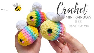 BEGINNER FRIENDLY - Crochet mini rainbow bee tutorial (step by step) LEFT-HANDED