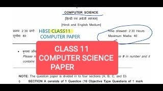 Class11 Computer Science board  Sample Paper hbse impo.question paper 2026