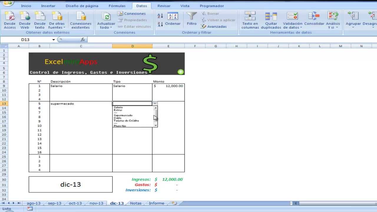 Control de Ingresos y Egresos en Excel YouTube
