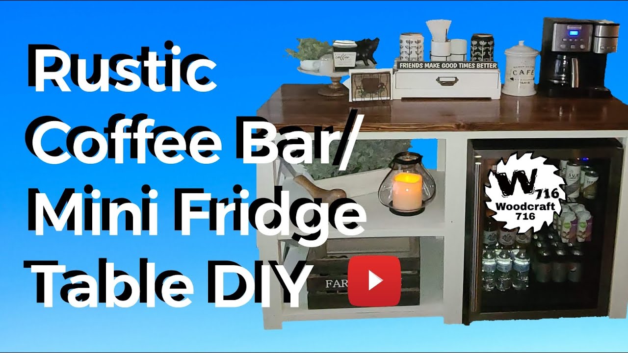 Rustic Mini Fridge Table/ Coffee Bar 