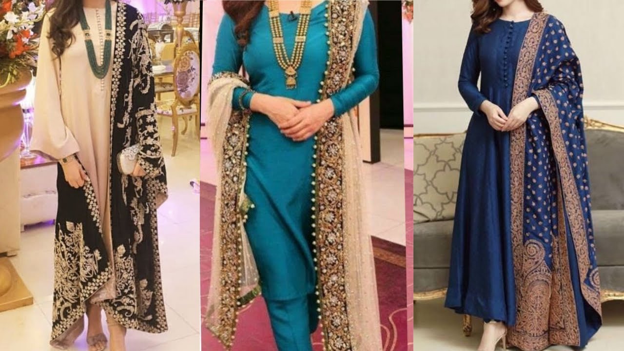 40 Ideas to #REUSE OLD DUPATTA with plain suit | Latest #Plain suit with  #printed #dupatta | Simple dresses, Simple gown design, Latest gown design