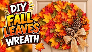 Dollar Tree Fall Wreath DIY | Easy Maple Leaf Wreath on Cardboard 🍁