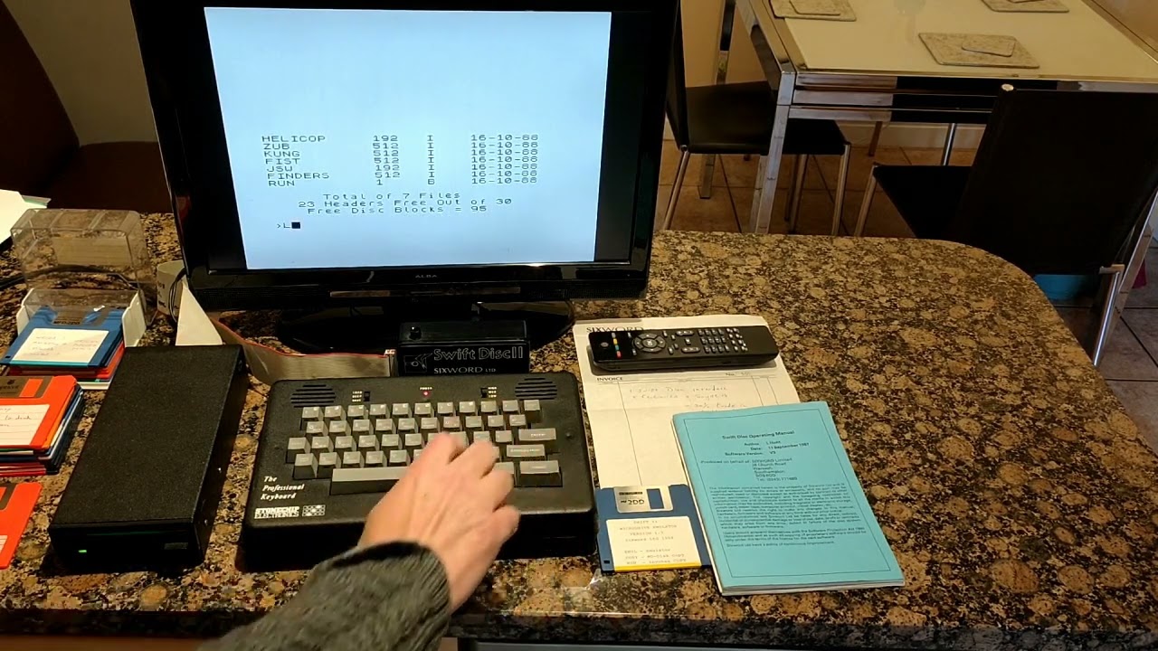 ZX Spectrum Swift Disc interface by Sixword Ltd, Southampton - in action