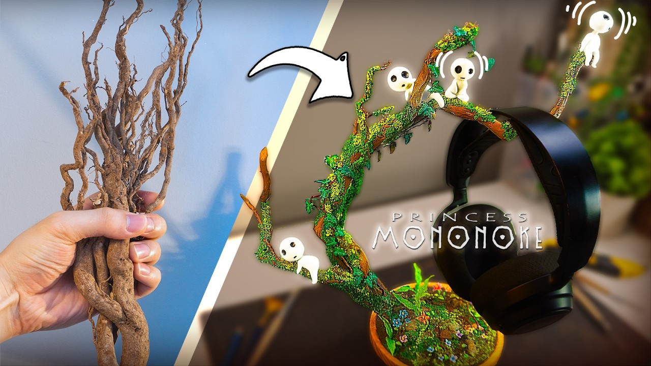 Я сделал подставку для наушников в стиле Ghibli из мусора.