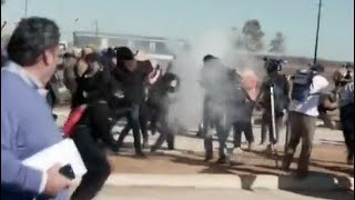 Protesters hit with chemical irritants outside Dilley Detention Facility