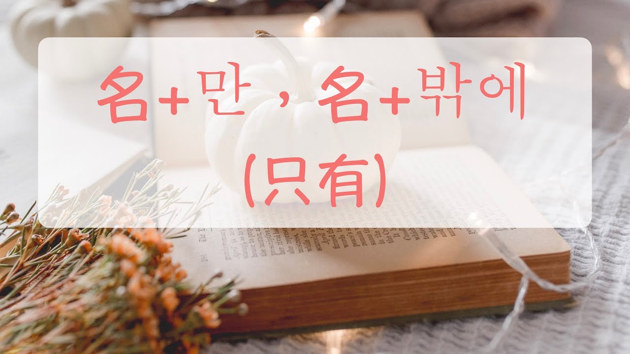 韓文教學 只會講中文 名+만, 名+밖에（只有） 韓語教學 韓文文法 怎麼學習韓文 韓語常用句子