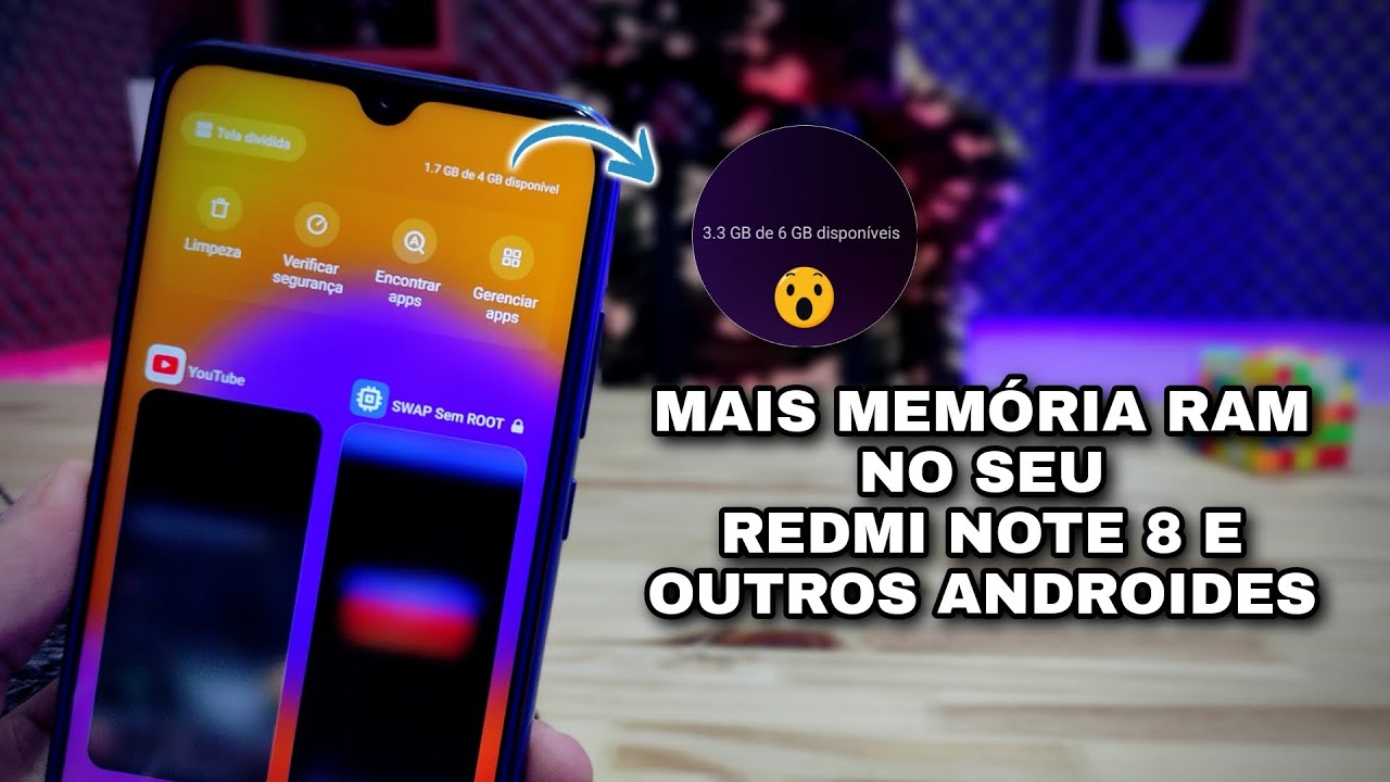 Redmi Note 8 com mais Memória RAM - Otimize Qualquer Android adicionando mais memória RAM Virtual