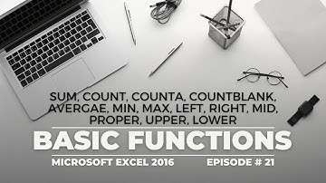 MS-Excel - Basic Functions: Sum, Count, Counta, Countblank, Average, Min, Max (Episode # 21)