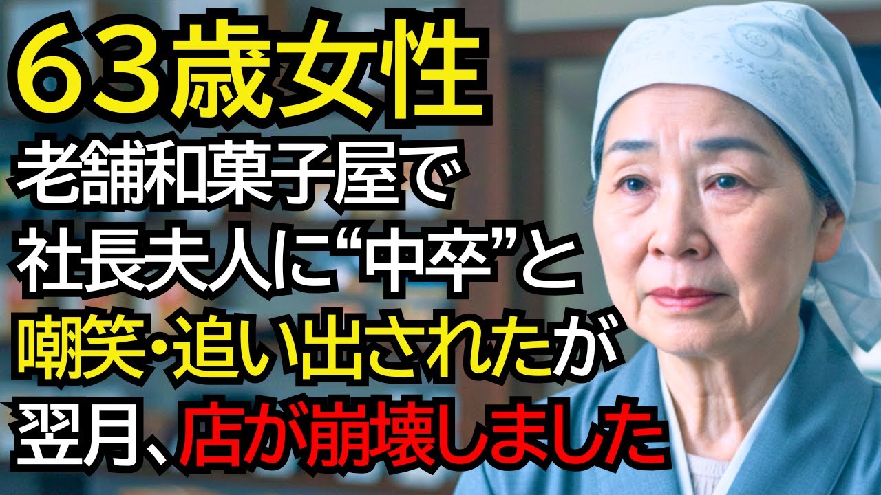 老舗和菓子屋の社長夫人に「中卒のくせに給料泥棒」と嘲笑され、辞めさせられたが、翌月に店が崩壊しました