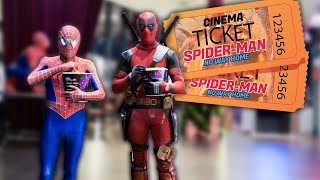 Spiderman & Deadpool IN REAL watch Spiderman No Way Home 😱🎬