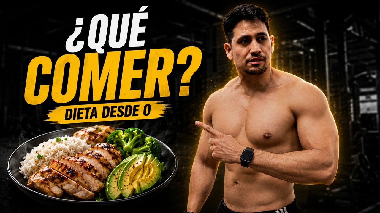 Hombre preparando un plato equilibrado con proteína, verduras y carbohidratos para su dieta