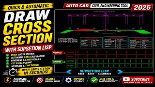 Quickly Draw Road Cross Sections With Supsetion Lisp In Autocad  Cut & Fill Area Calculation 2026