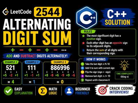 LeetCode #2544 - Alternating Digit Sum | C++ Solution Explained