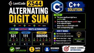 LeetCode #2544 - Alternating Digit Sum | C++ Solution Explained
