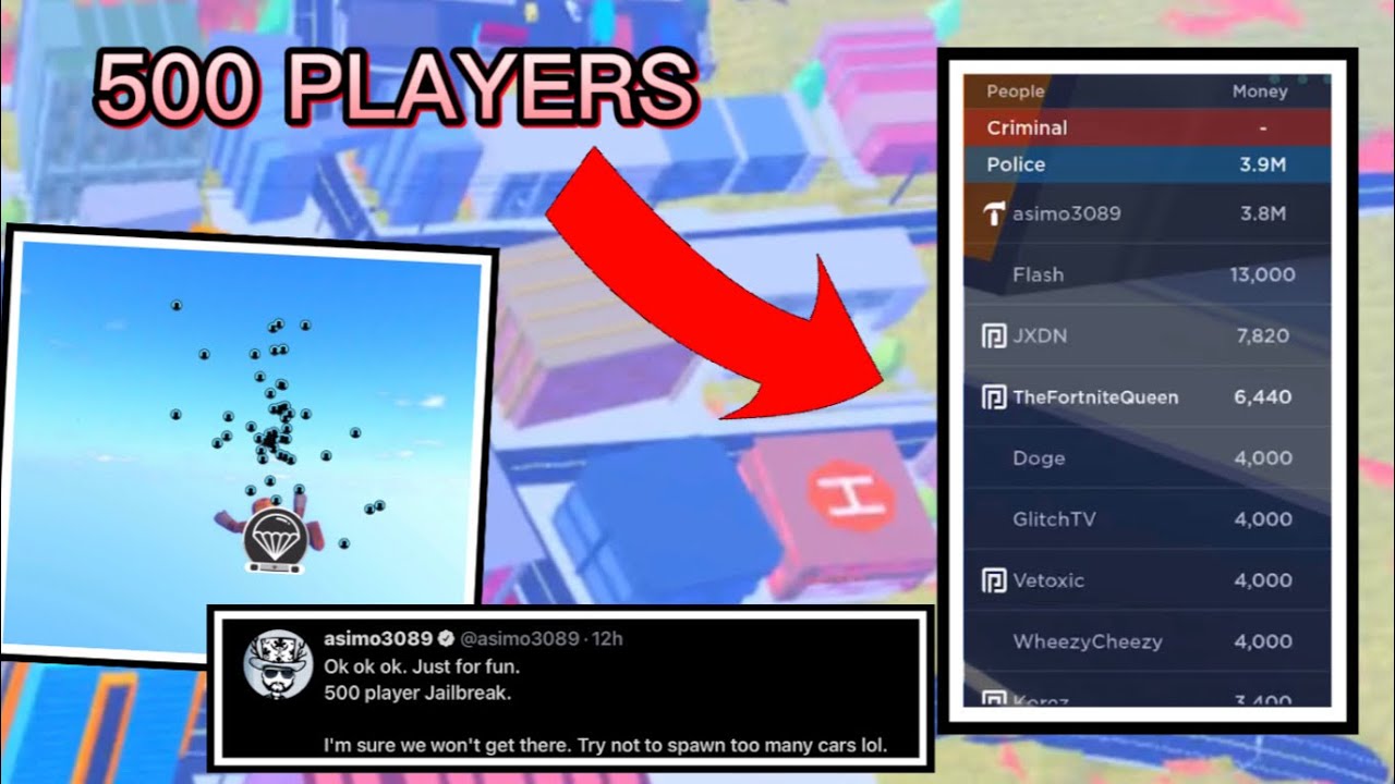 500 PLAYERS IN JAILBREAK!!! (/w Asimo And Badcc) *Roblox Jailbreak*