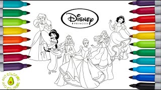 Disney Princess Ariel Jasmie Aurora Cinderella Belle Snow White Coloring Book Page #55