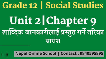Class 12 Social |Unit 2|Chapter 9|शाब्दिक जानकारीलाई प्रस्तुत गर्ने तरिका|Concept| सारांश |12social