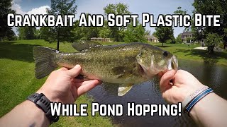 Bass Fishing Private Neighborhood | Crankbait And Soft Plastic Bite While Pond Hopping - ABO