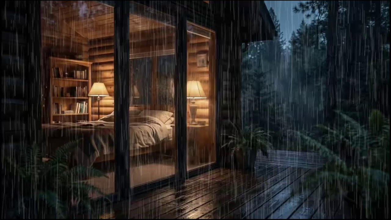 Quiet Rainy Forest Cabin 🌲 | Slow rain ambience with natural rain sounds for night relaxation