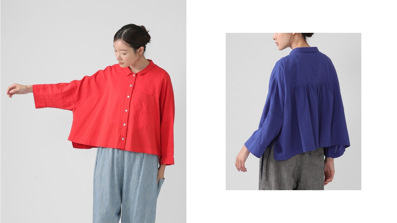 アルバ コットンダブルガーゼのビビッドカラーブラウス Shop by BASCO 