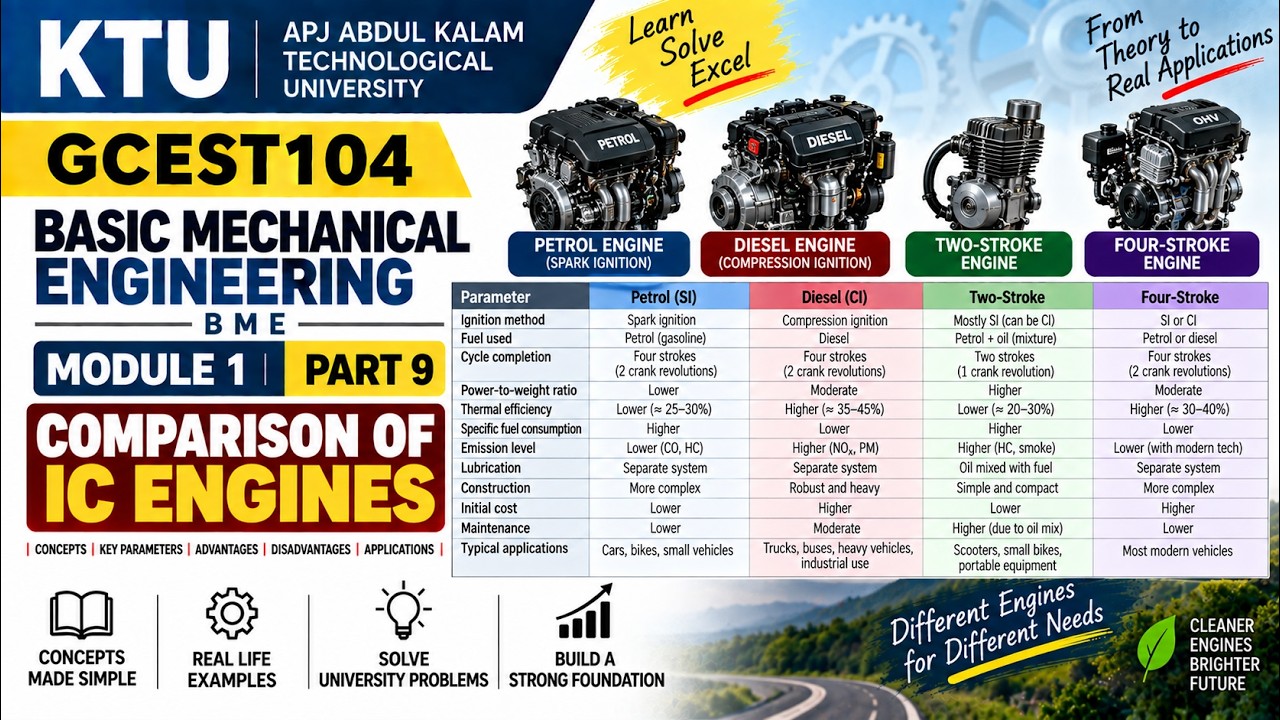 KTU |BASIC MECHANICAL ENGINEERING | BME | MODULE 1 PART 9 | COMPARISON ...