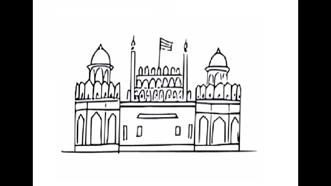 How to draw Red Fort - India's Independence Day Celebrations
