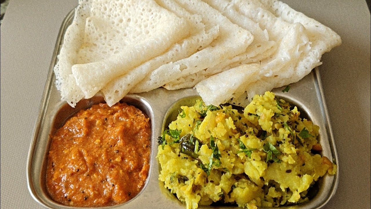 Soft Neer Dosa with Aloo Sabji & Chutney | South Indian Breakfast Recipe l आसान नाश्ता रेसिपी 